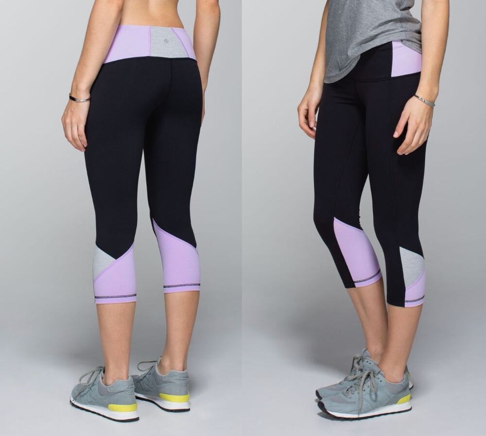 Lululemon | NWT | Embody Crop | Black Pretty Purple Heathered Medium Grey | Sz 4